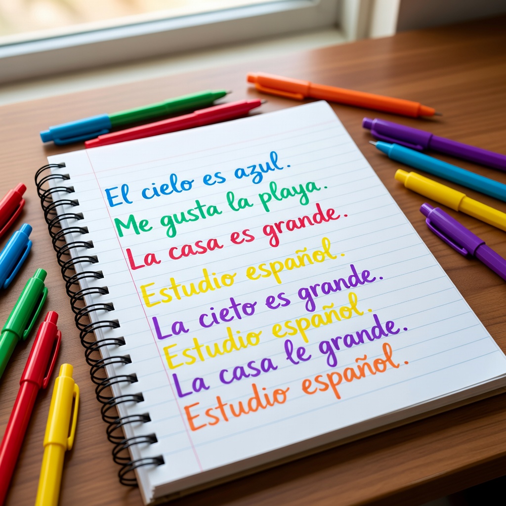 Escribiendo frases en español a mano